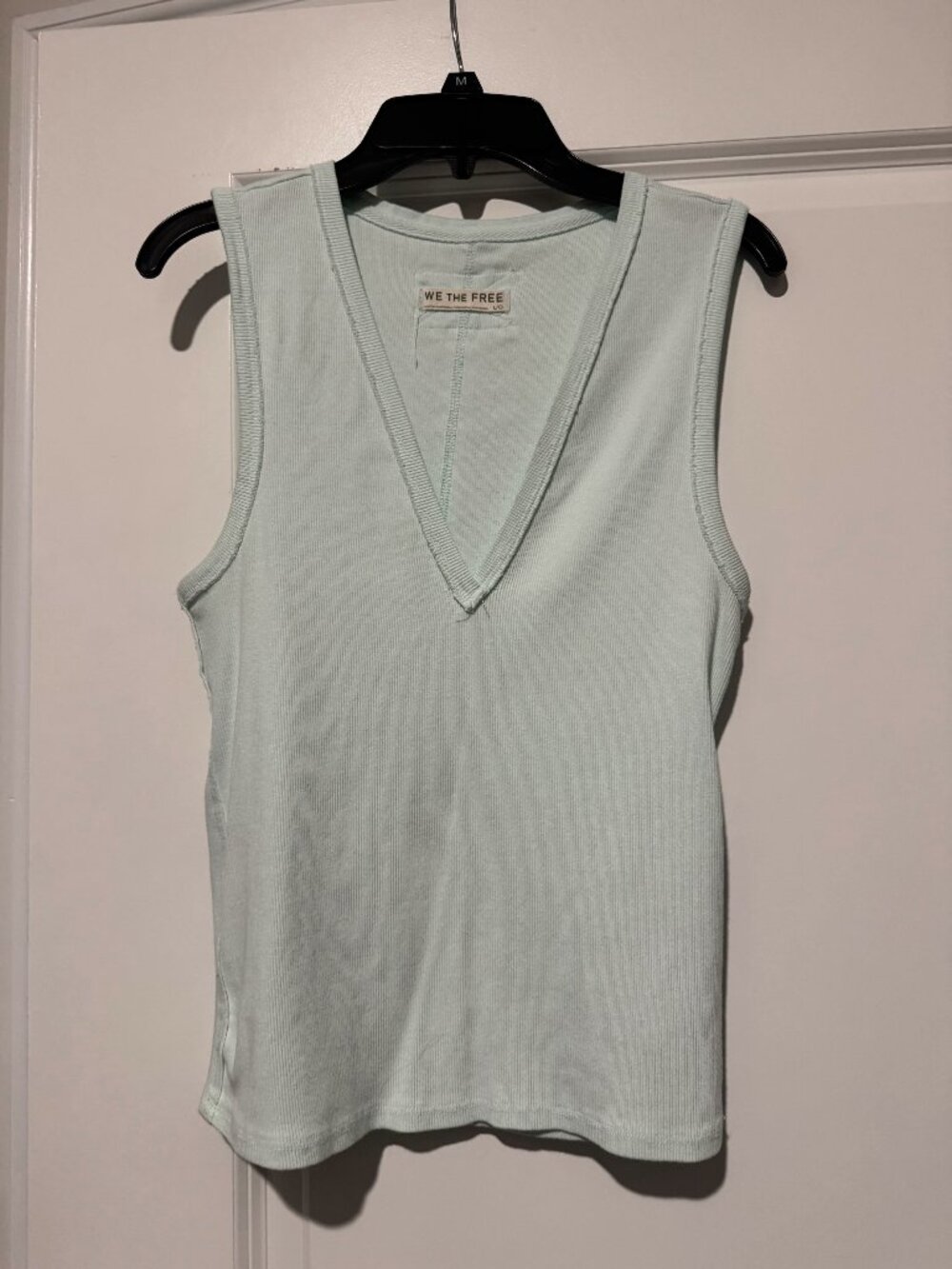 We The Free People Neria Tank Top Large Ribbed V Neck